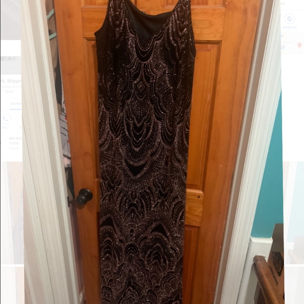 Jump Trendy Plus Size Glitter-Print slinky gown